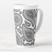 Zwarte en Witte Paisley Grote latte Mok (Rechterhoek)