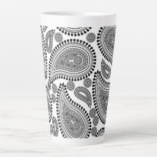 Zwarte en Witte Paisley Grote latte Mok