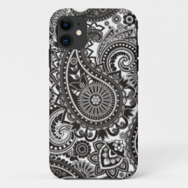 Zwarte en witte Paisley Iphone-draagtas iPhone 11 Hoesje