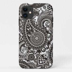 Zwarte en witte Paisley Iphone-draagtas iPhone 11 Hoesje