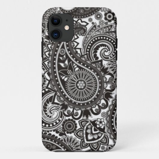 Zwarte en witte Paisley Iphone-draagtas Case-Mate iPhone Case (Achterkant)