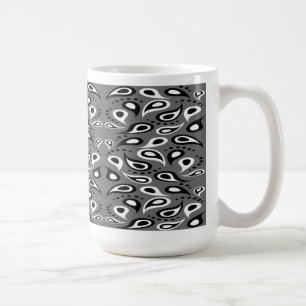 Zwarte en witte paisley koffiemok
