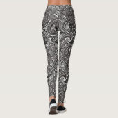 Zwarte en witte paisley leggings (Achterkant)