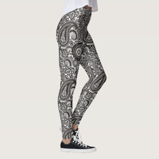 Zwarte en witte paisley leggings (Rechts)