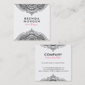 Zwarte en witte paisley mandala vierkante visitekaartje (Voorkant / Achterkant)