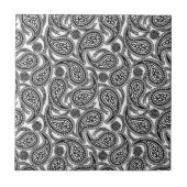 Zwarte en witte paisley tegeltje (Voorkant)