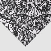 Zwarte en witte paisley tissuepapier (Detail)