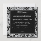 Zwarte en witte paisleymoslimbruiloft kaart (Voorkant)