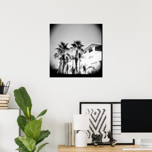 Zwarte en witte palm poster (Thuiskantoor)