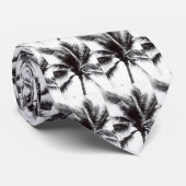 Zwarte en witte palm stropdas (Opgerold)