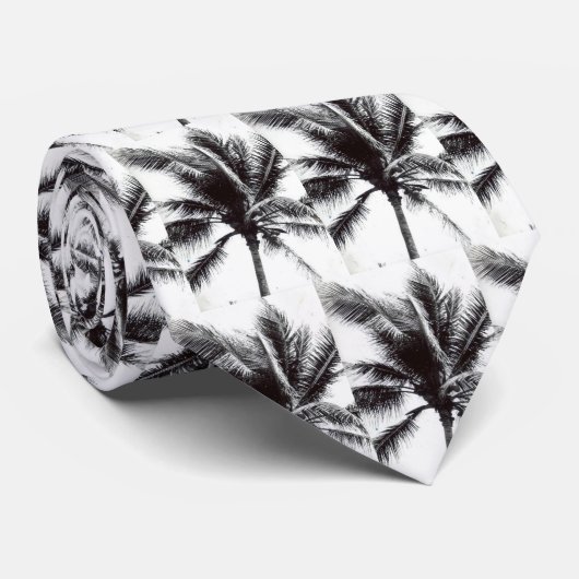 Zwarte en witte palm stropdas (Opgerold)