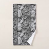 Zwarte en witte palmbladeren bad handdoek (Handdoek)