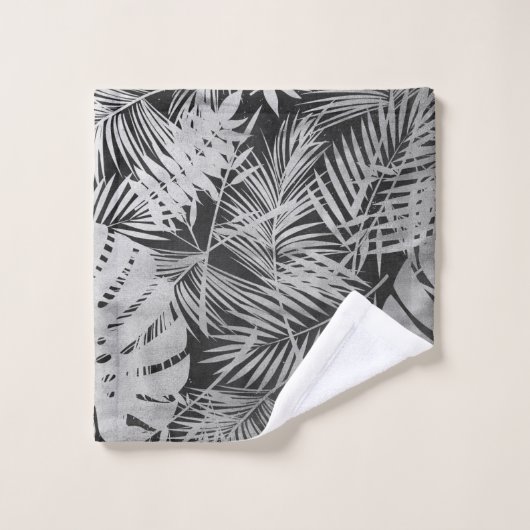 Zwarte en witte palmbladeren bad handdoek (Wasdoekje)