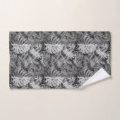 Zwarte en witte palmbladeren bad handdoek (Handdoek)