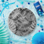 Zwarte en witte palmbladeren papieren bordje (Feest)