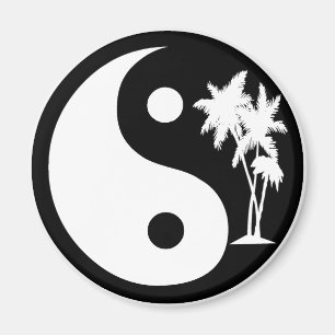 Zwarte en witte palmboom Yin Yang Magnet