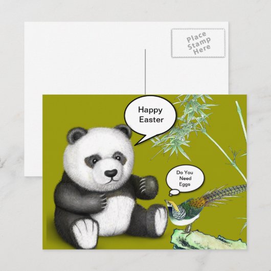 Zwarte en witte panda feestdagenkaart (Voorkant / Achterkant)