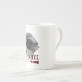 Zwarte en witte papaver "Opium Inside" Porselein Kop (Voorkant rechts)