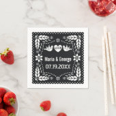 Zwarte en witte papel picado liefhebbers bruiloft servet (Insitu)