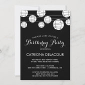 ZWARTE EN WITTE PAPIERLANTERS BIRTHDAY-INVITATIE KAART (Voorkant)