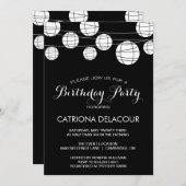 ZWARTE EN WITTE PAPIERLANTERS BIRTHDAY-INVITATIE KAART (Voorkant / Achterkant)