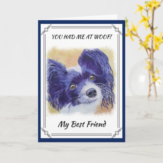 ZWARTE EN WITTE PAPILLON KAART (Gele Bloem)