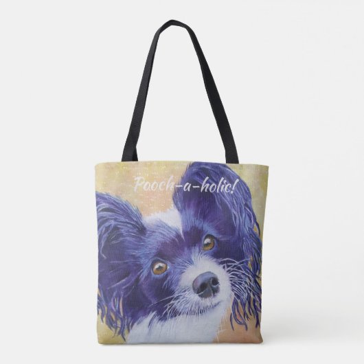 ZWARTE EN WITTE PAPILLON TOTE BAG (Achterkant)