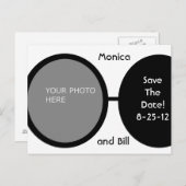 Zwarte en Witte Parels Aankondigingskaart (Voorkant / Achterkant)