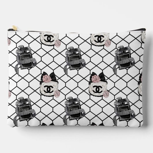 Zwarte en witte parfumpatroon make-uptasje chic etui (Voorkant)