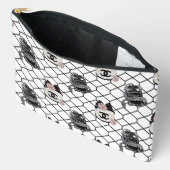 Zwarte en witte parfumpatroon make-uptasje chic etui (Open)