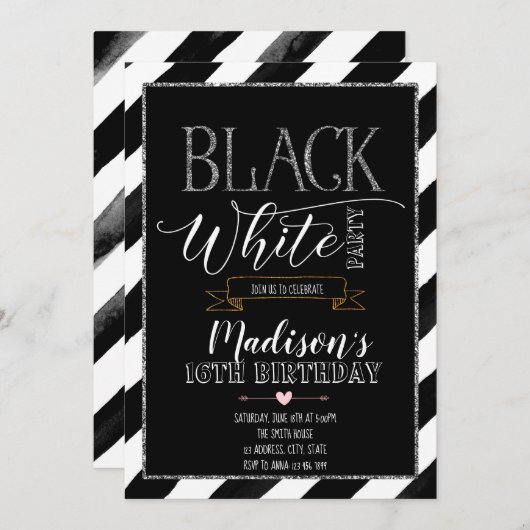 Zwarte en witte partij kaart (Voorkant / Achterkant)