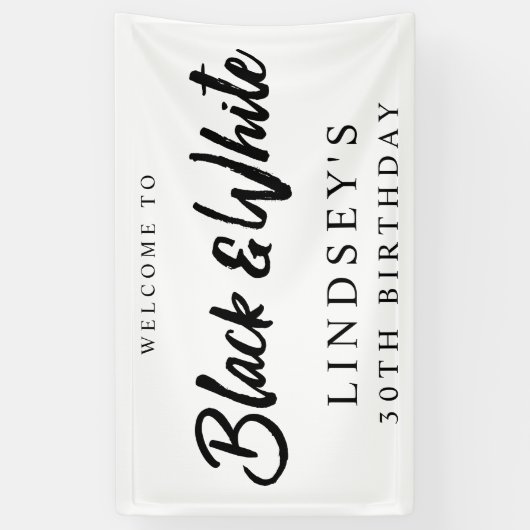 Zwarte en Witte Partij Spandoek (Verticaal)