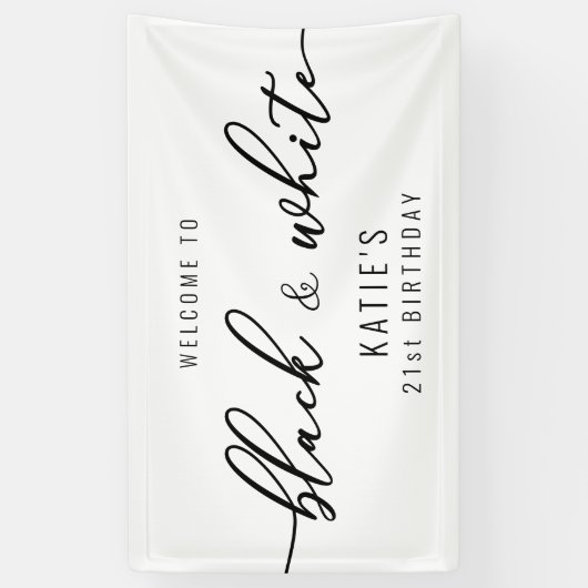 Zwarte en Witte Partij Spandoek (Verticaal)