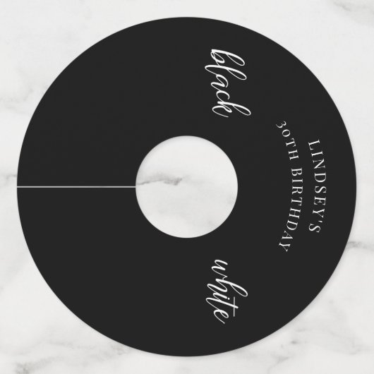 Zwarte en Witte Partij Wijnglaslabel (Voorkant)