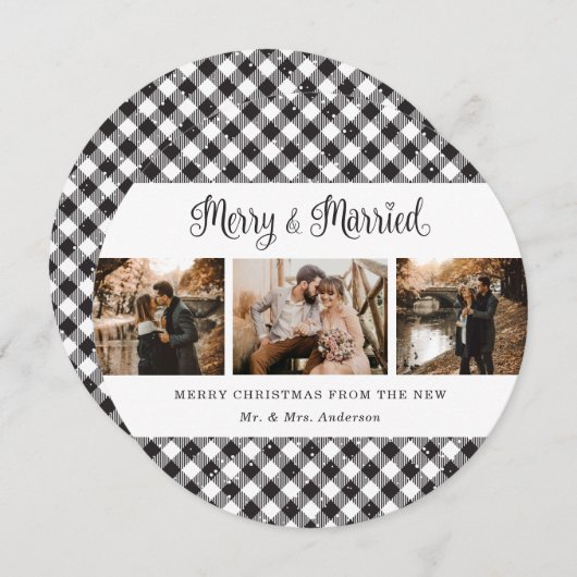 Zwarte en witte Passen getrouwd kerstKaarten Feestdagenkaart (Voorkant / Achterkant)