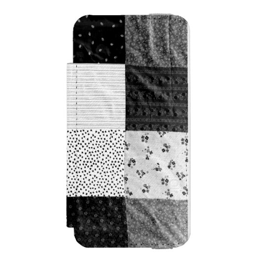 zwarte en witte patchwerkvierkanten incipio iPhone portemonnee hoesje (Voorkant Agenda)