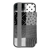  zwarte en witte patchwerkvierkanten incipio iPhone portemonnee hoesje (Agenda Achterkant)