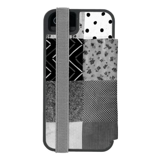  zwarte en witte patchwerkvierkanten incipio iPhone portemonnee hoesje (Agenda Achterkant)