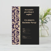 ZWARTE EN WITTE PATROON BACHELOR PARTIJ INVITE KAART (Staand voorkant)