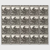 ZWARTE EN WITTE PEACOCK CADEAUPAPIER (Vlak)