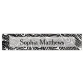 Zwarte en witte peacock Feathers Naambordje (Voorkant)