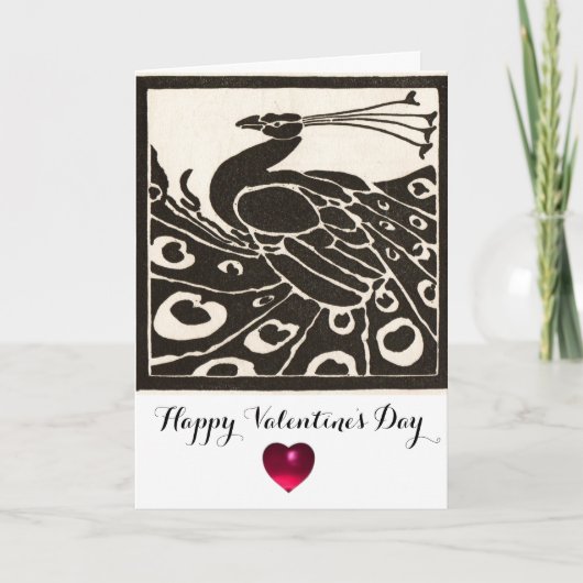 ZWARTE EN WITTE PEACOCK FEESTDAGEN KAART (Voorkant)