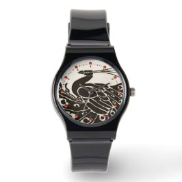 ZWARTE EN WITTE PEACOCK HORLOGE
