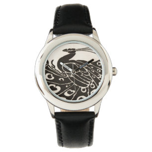 ZWARTE EN WITTE PEACOCK HORLOGE