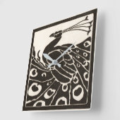 ZWARTE EN WITTE PEACOCK VIERKANTE KLOK (Hoek)