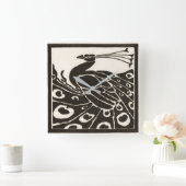 ZWARTE EN WITTE PEACOCK VIERKANTE KLOK (Huis)