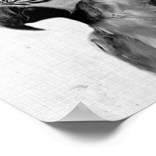 Zwarte en witte peekaboo Parrot minimalistische we Poster (Hoek)