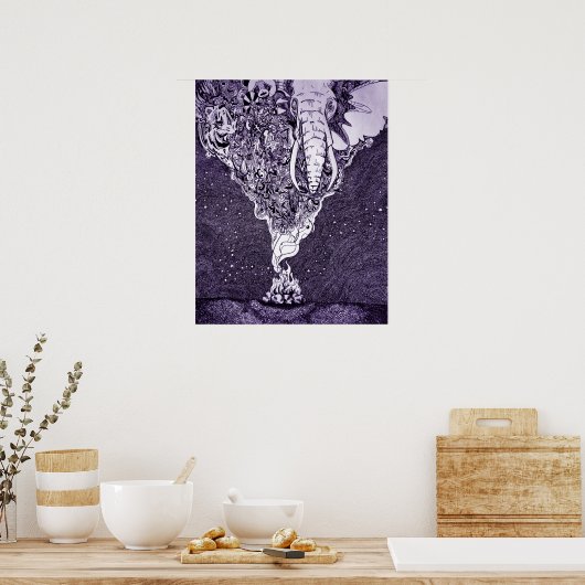 zwarte en witte pen en inkttekening poster (Keuken)