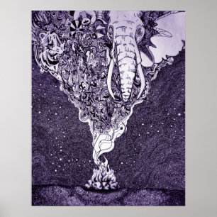 zwarte en witte pen en inkttekening poster