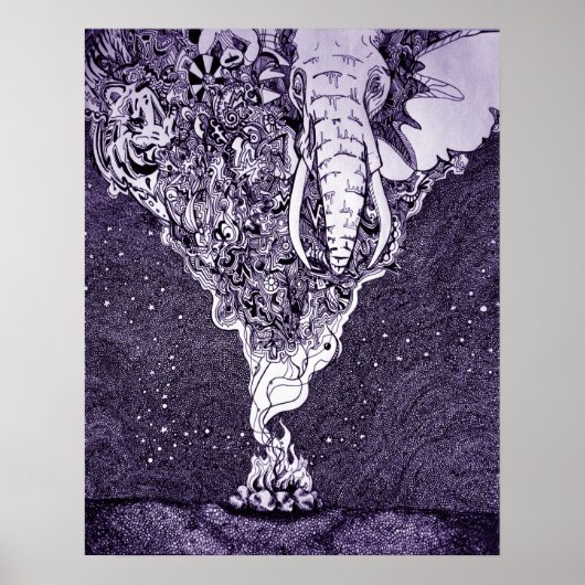 zwarte en witte pen en inkttekening poster (Voorkant)